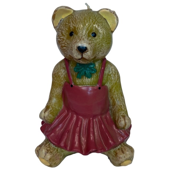 Vintage Bear Candle Countrycore Cabin 8" Bookend Decor Granny Cottage Ballerina - Picture 1 of 5